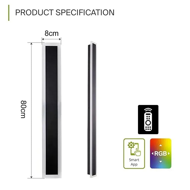IP65 Waterproof LED Wall Light Outdoor RGB with Remote Control Indoor Dimmable Long Wall Lamp Balcony Entrance Porch Lighting