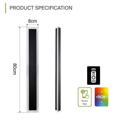 IP65 Waterproof LED Wall Light Outdoor RGB with Remote Control Indoor Dimmable Long Wall Lamp Balcony Entrance Porch Lighting