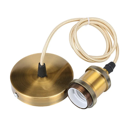E27 suspension wire lamp holder, antique copper metal pendant lamp holder set, vintage electroplated aluminum shell lamp holder