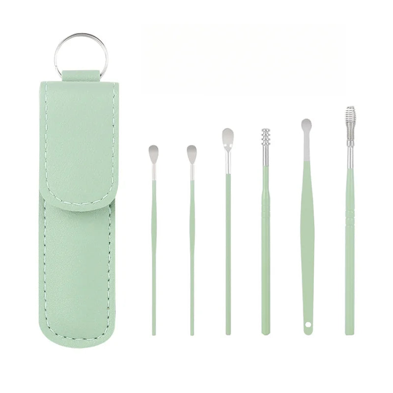 Effective 6Pcs Earwax Cleaning Tool with Spiral Earpick and Ear Curette, Ear Care Tool for Daily Use