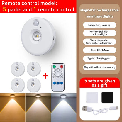 Motion Sensor LED Under Cabinet Lamp Dimmable Rechargeable Night Light Stairs Closet Room Aisle Tube Bar Detector Bulb