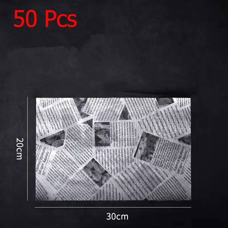 50 Pcs Parchment Paper Sheets Sandwich Wrap Wax Paper Deli Wax Paper Sheets Grease Resistant Tray Basket Liners Newsprint Paper