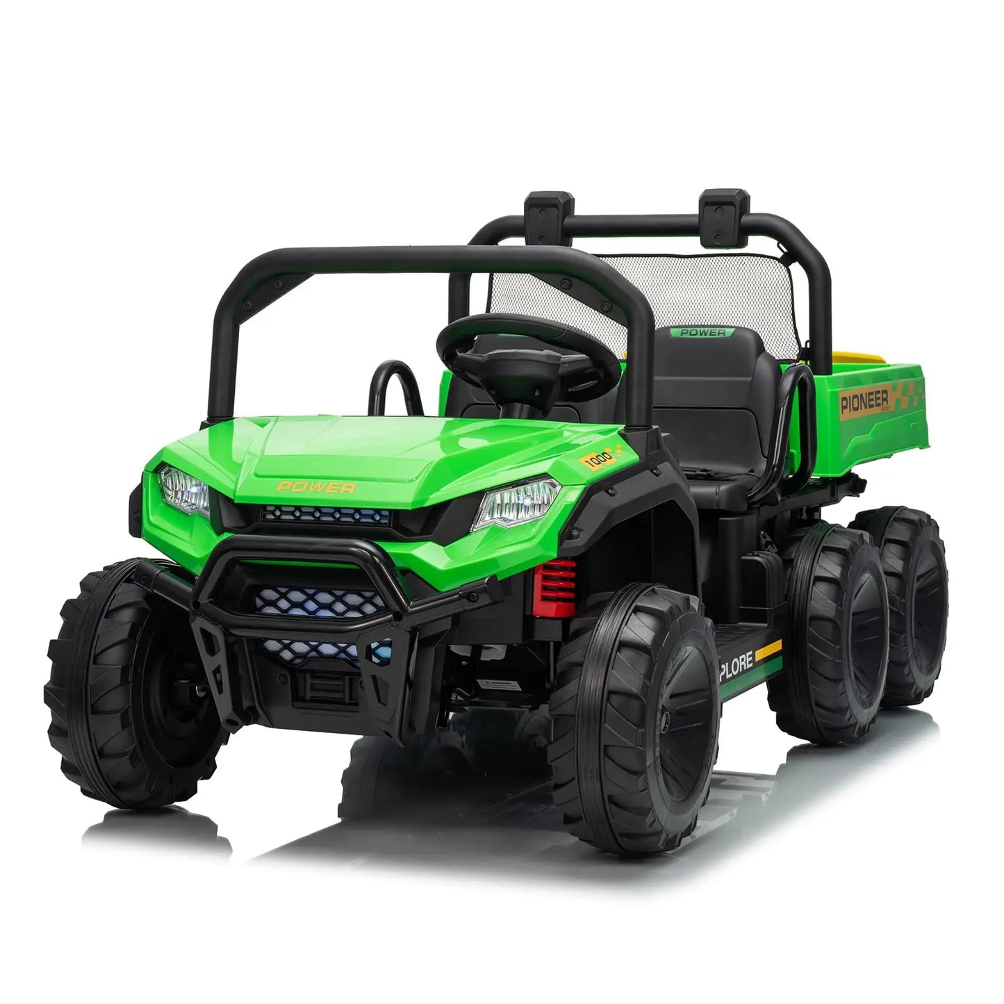 24V 4WD Electric Ride-on Dump Truck For Kids 2-Seater With Parental Remote Control 3 Speeds All-Terrain Off-Road Toy Car