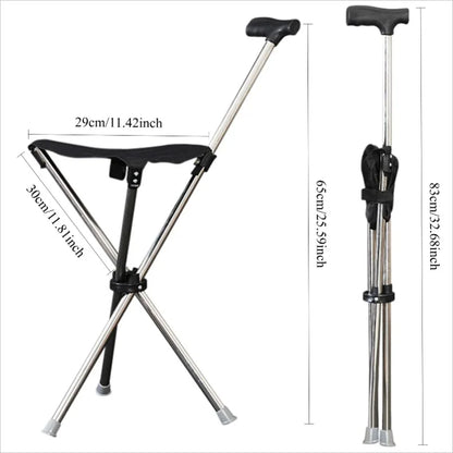 Foldable Cane Easy To Carry Seat Portable Stool Folding Chair Non Slip Handle Super Light Walking Stick For Outdoor Walking