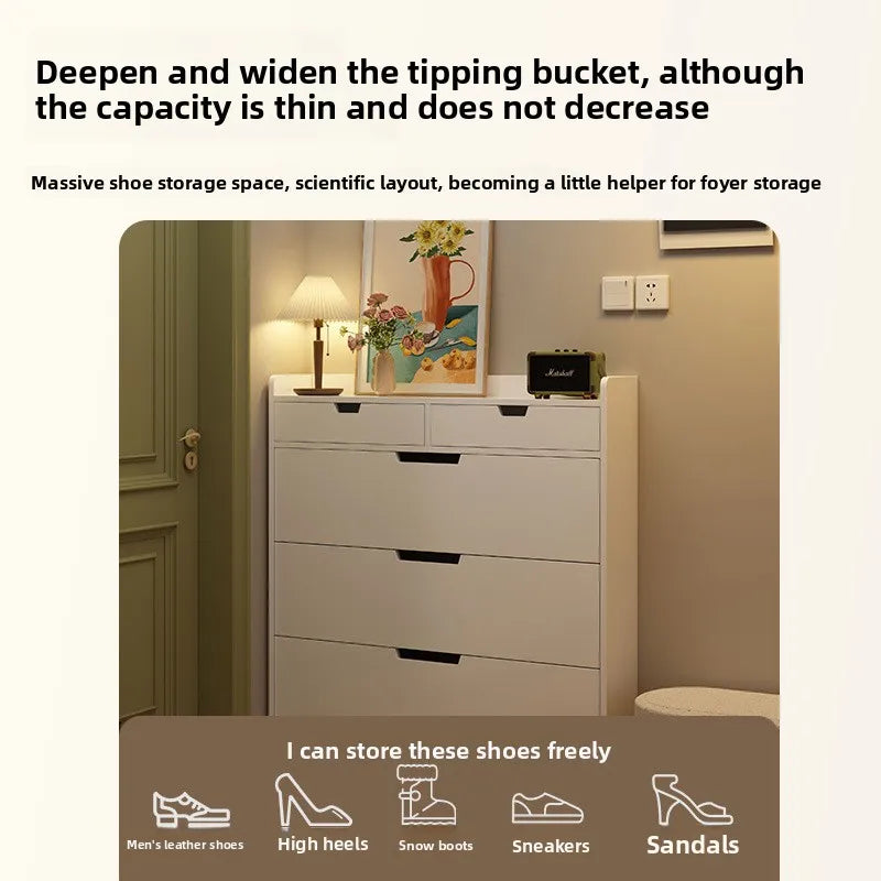 Tipping bucket shoe cabinet, outer entry shoe rack, balcony, entrance cabinet, living room large-capacity storage cabinet
