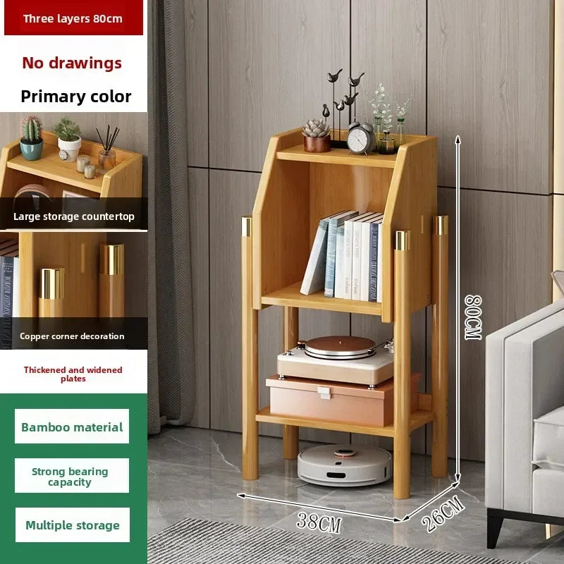 Bookshelf Shelf Floor-to-ceiling bookcase Simple living room wall locker Corner cabinet TV side cabinet Display cabinet Bamboo