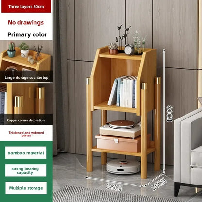 Bookshelf Shelf Floor-to-ceiling bookcase Simple living room wall locker Corner cabinet TV side cabinet Display cabinet Bamboo