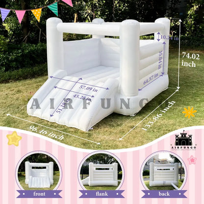 12ft Kids Birthday Gift White Bounce House Indoor Outdoor Softplay Inflatable White Castle Bouncer with Blower Customization