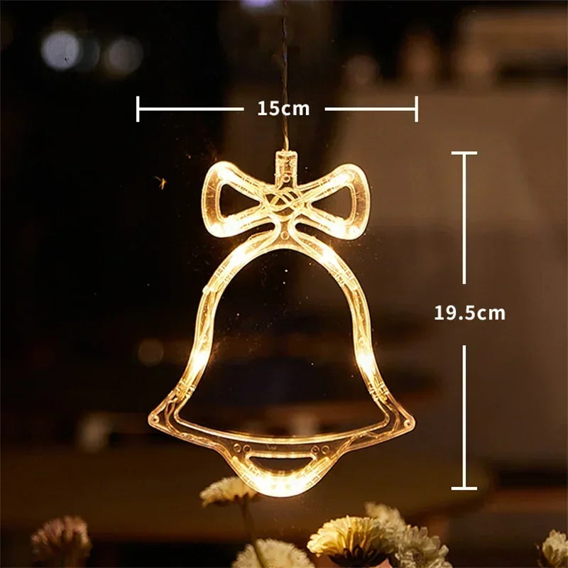 Christmas LED Snowflake Light Santa Hanging Sucker Lamp Window Ornaments Decoration for Home Xmas New Year Decor String Lights