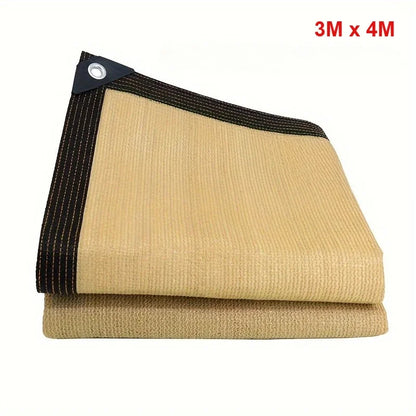 Thick Heavy-Duty Plastic Garden Sun Shade Net, Beige - Large Square UV Block, Sunshade Sail for Outdoor Patio and Yard Protectio