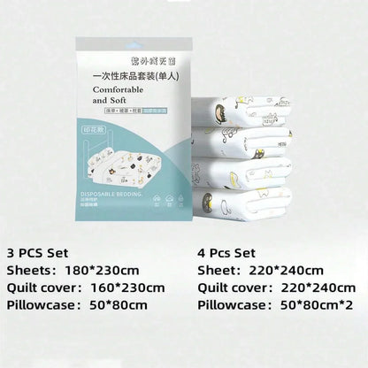 4 Pcs Disposable Bed Sheets King Size, Disposable Fitted Sheets Travel Bedding Cover for Hotel, Disposable Travel Sheet