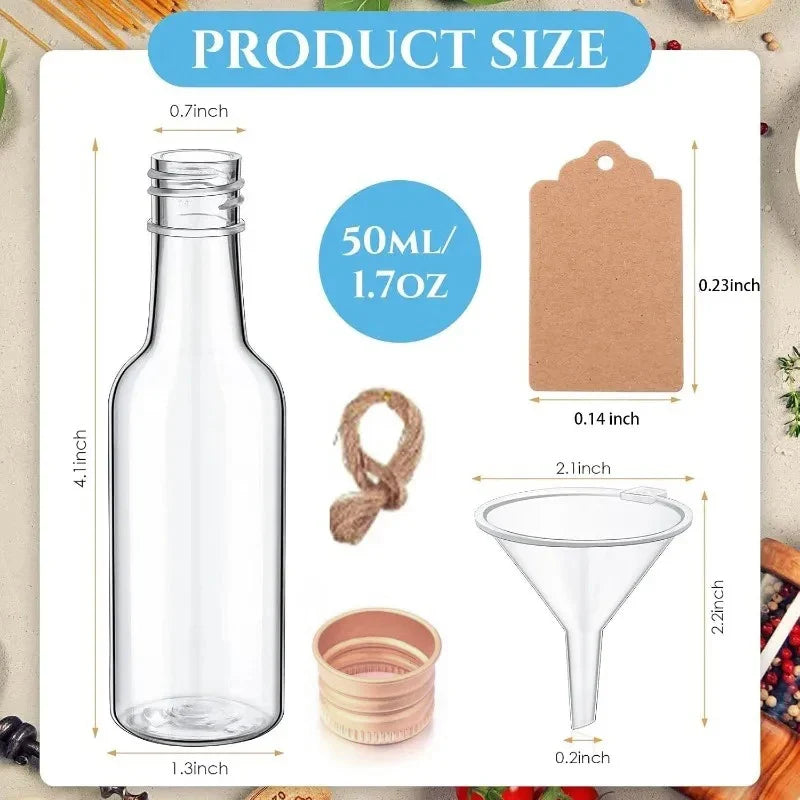10/30/50/100Pcs Plastic Liquor Bottle Set Mini 1.7 Oz Clear Juice Bottle Cereal Silver/Gold Caps Bottle Party Decorative Bottles