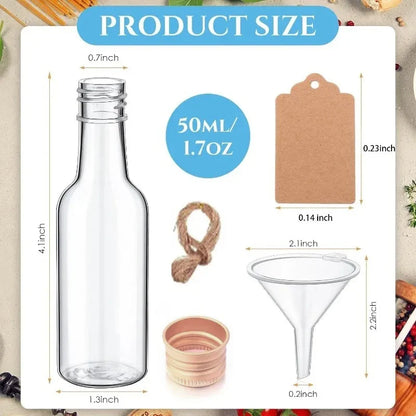 10/30/50/100Pcs Plastic Liquor Bottle Set Mini 1.7 Oz Clear Juice Bottle Cereal Silver/Gold Caps Bottle Party Decorative Bottles