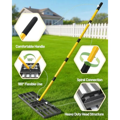 Lawn Leveling Rake 30 Inch Yard Lawn Leveling for Soil with 78" Adjustable Steel Handle Heavy Duty Effort Saving Landscape Lawn