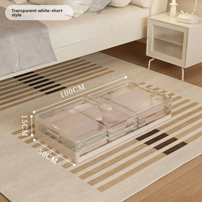 Folding storage ******der the bed Plastic transparent extra large roller dustproof storage box Clothes quilt finishing box