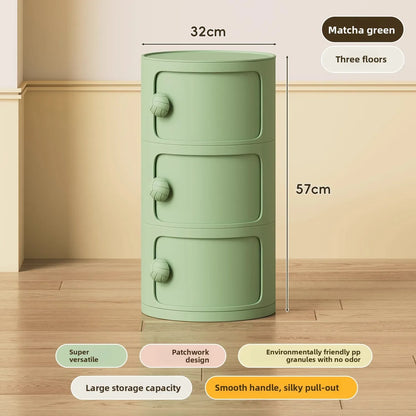 Bedside table Cream wind multi-layer cylindrical bedroom locker Ornament storage cabinet