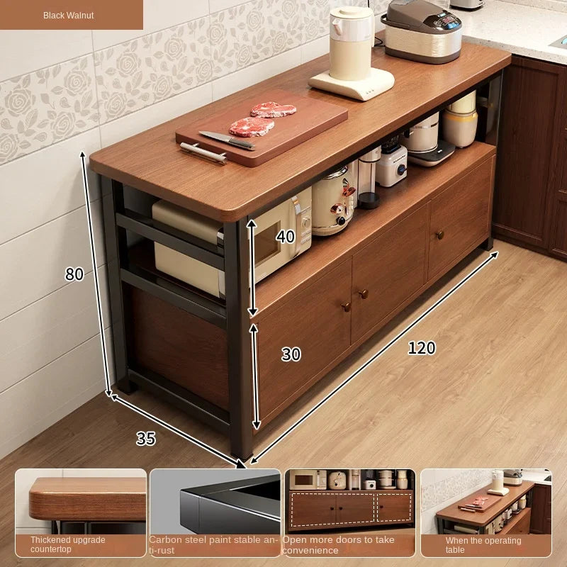 Multifunctional kitchen storage rack, sideboard cabinet, floor-standing wall table, workbench, cookware and bowl storage cabinet