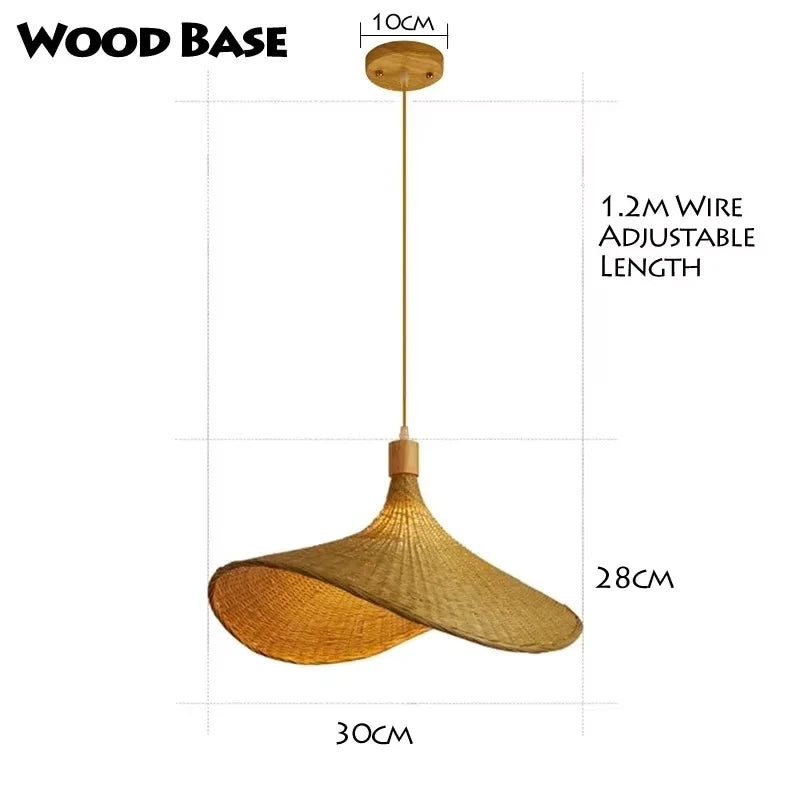 Rattan Chandelier Lampshade Natural Weaved Wicker Pendant Light for Home Restaurant Decor Rattan Hand-Woven Bamboo Lampshade