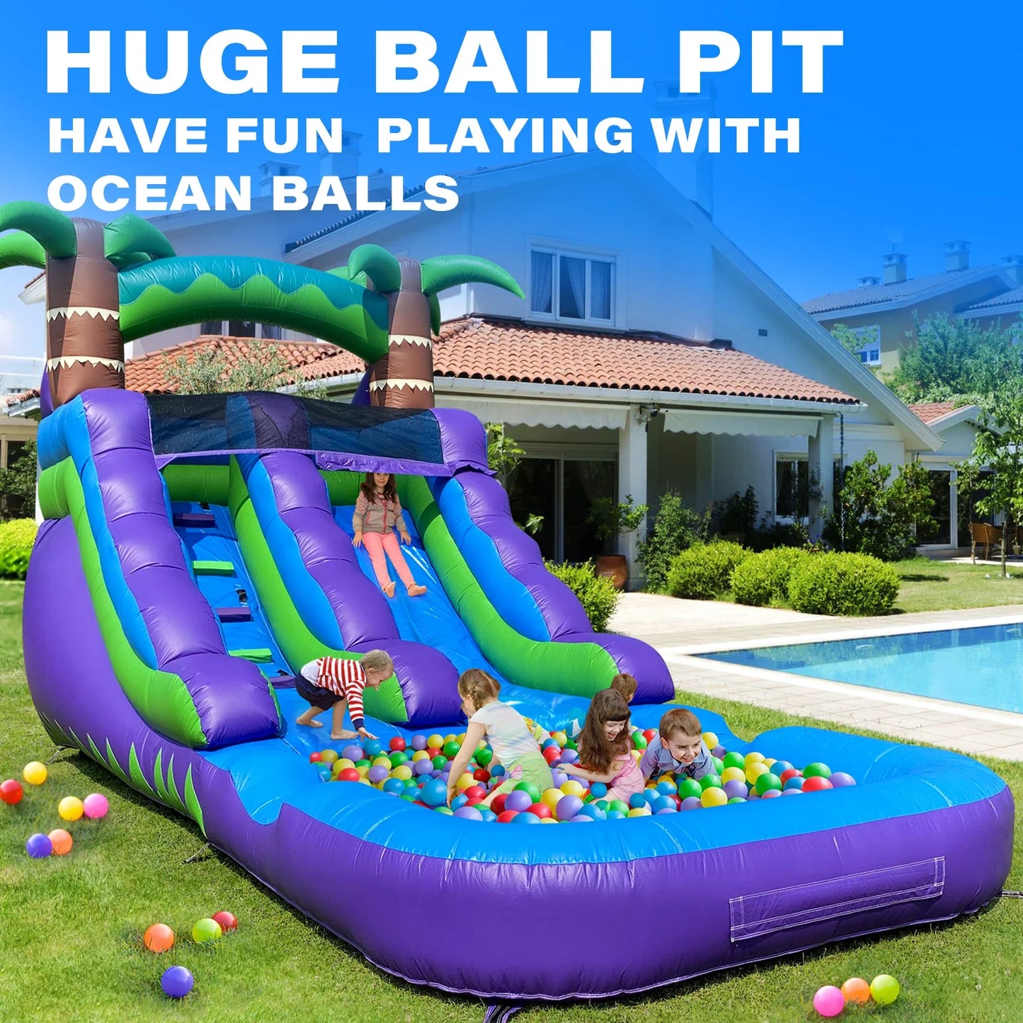 Commercial  Water Slide Grade Inflatable Water Slide Outdoor Indoor Bouncy Castle for Adults and Kids Includes Blower