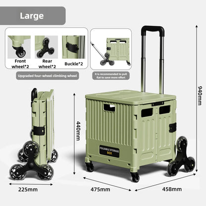 Household multi-functional shopping trolley, portable folding shopping trolley, trailer, camping, large-capacity storage box