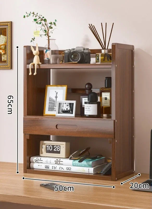 Household Goods Simple Desktop Bookshelf Dormitory Multi-layer Storage Rack Home Student DeskSolid Wood With Extraction Rack