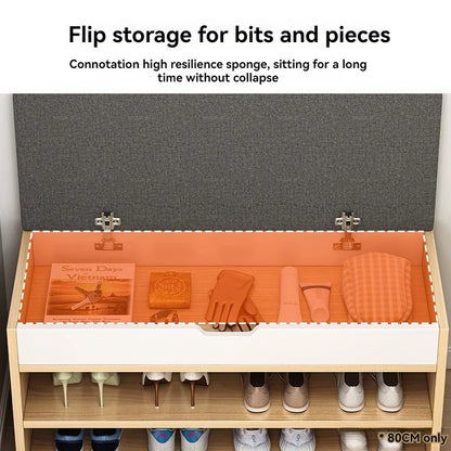 Entrance panel entrance, entrance hall, shoe wearing stool, entrance for sitting, long stool, shoe cabinet, shoe rack integrated