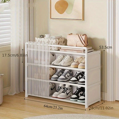 Dustproof Foldable Shoe Display Rack with Non-Slip Base, Easy to Clean, Multi-Layer Storage Shelf for Shoes and Accessories