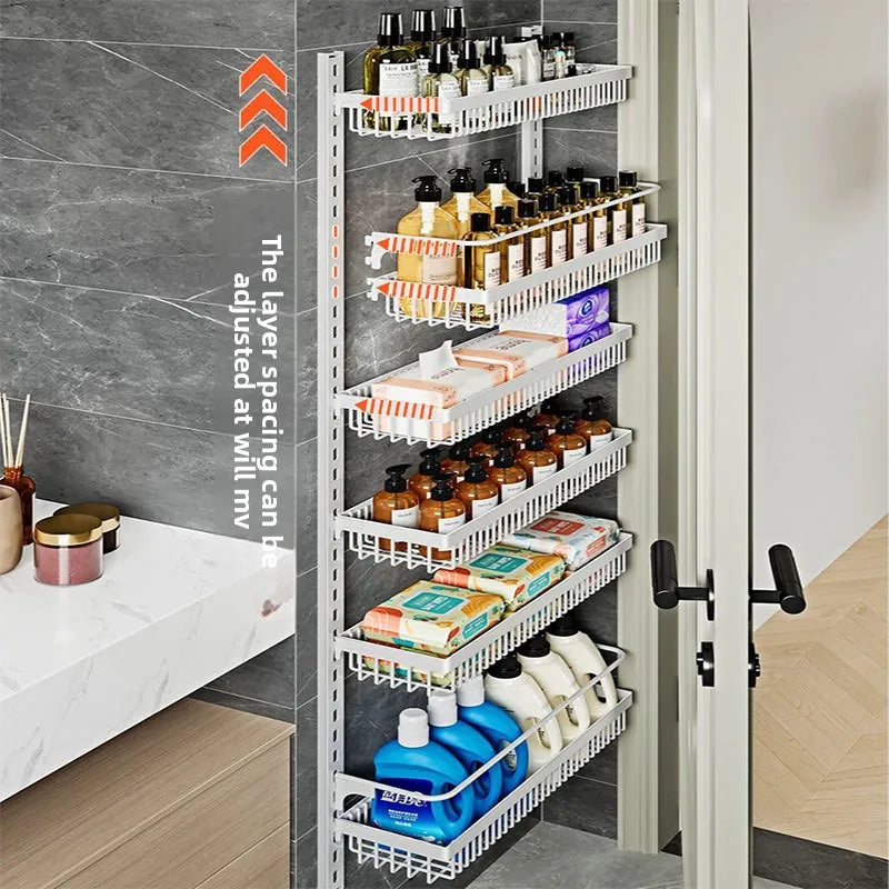 Multi-layer adjustable kitchen cabinet wall condiment seasoning rack No punching wall hanging storage shelf