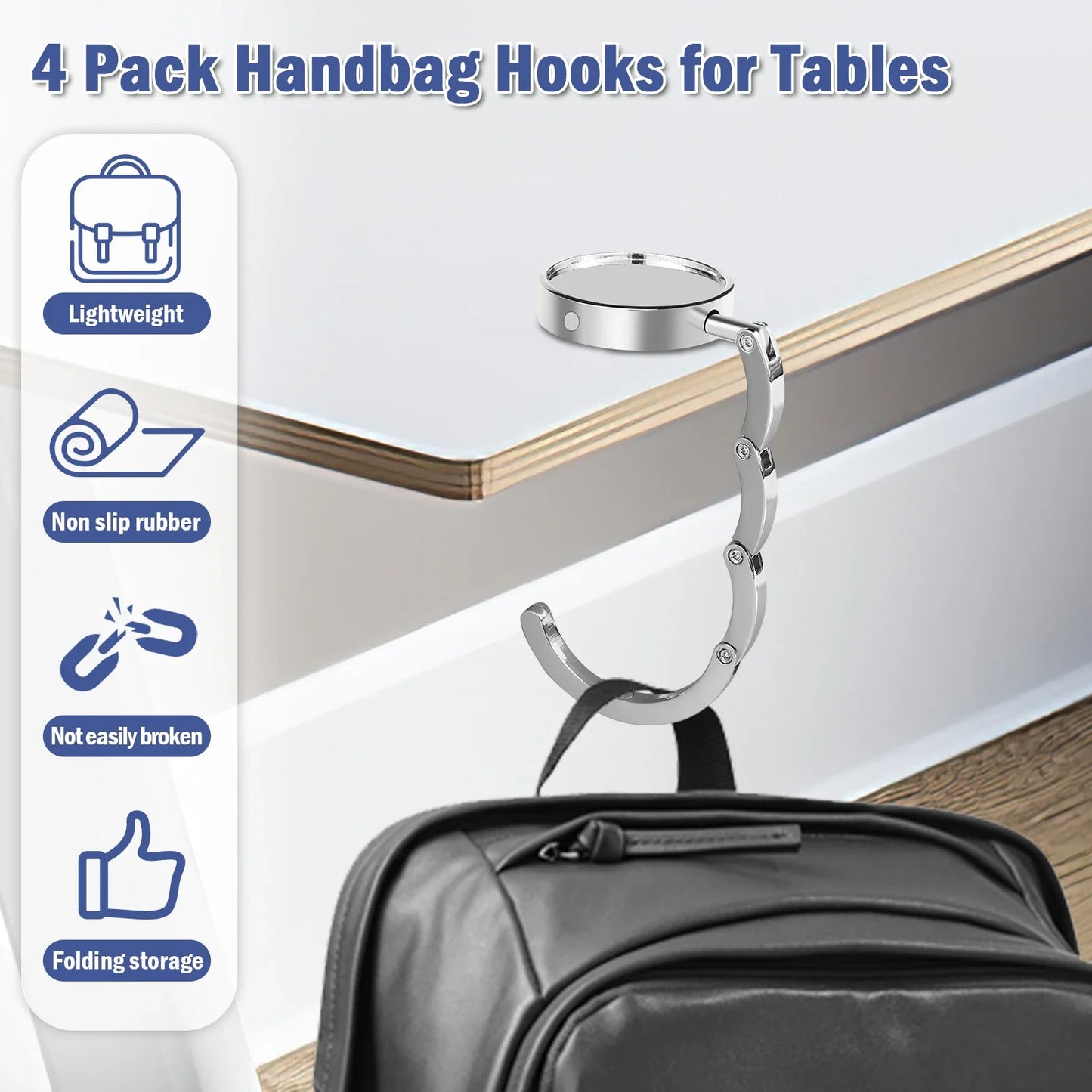 4-60Pcs Tables Handbag Hooks Portable Table Bag Holder Folding Purse Hangers Key Holder Non-Slip Fashion Travel Storage Hanger
