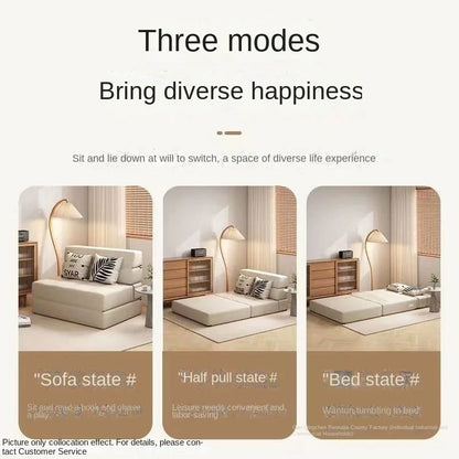 Folding sofa bed dual-purpose small apartment living room bedroom tatami rental house lazy sofa accompanying bed anti-fall pad