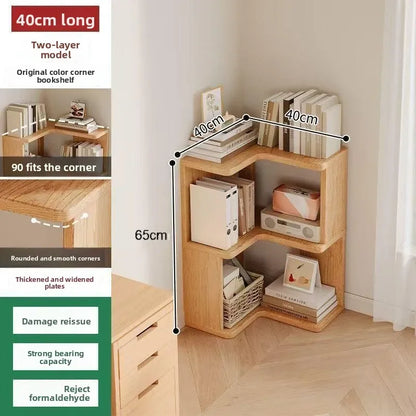 Solid wood corner bookshelf Floor rack Multi-layer corner cabinet Storage storage