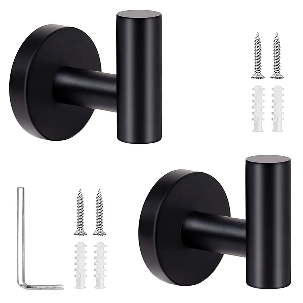 2Pcs Polished Bathroom Towel Hooks Stainless Steel Coat Robe Hook Wall Hanger with Screws Towel Rack Hang Hook for Hotel Kitchen