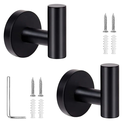 2Pcs Polished Bathroom Towel Hooks Stainless Steel Coat Robe Hook Wall Hanger with Screws Towel Rack Hang Hook for Hotel Kitchen