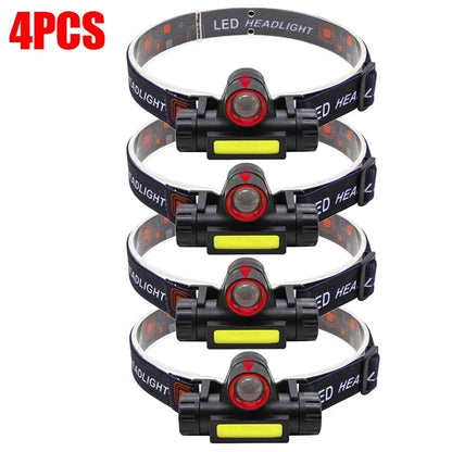 Super Bright LED Headlamp Rechargeable Waterproof Flashlight With XPE COB Beads And Tail Magnet Dual Light Sources Work Light