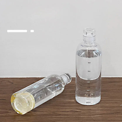 300-1000ml High Borosilicate Glass Water Bottle Portable Sports Leak Proof Water Cup with Time Marker Transparent Water Cup