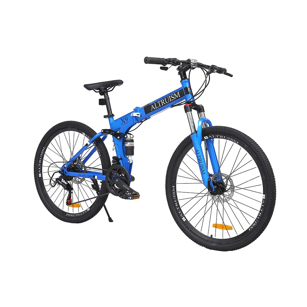 26 Inch Mountain Bike for Men & Women, 21 Speed Dual Suspension Adult Bicycle with Adjustable Disc Brake High Carbon Steel Frame