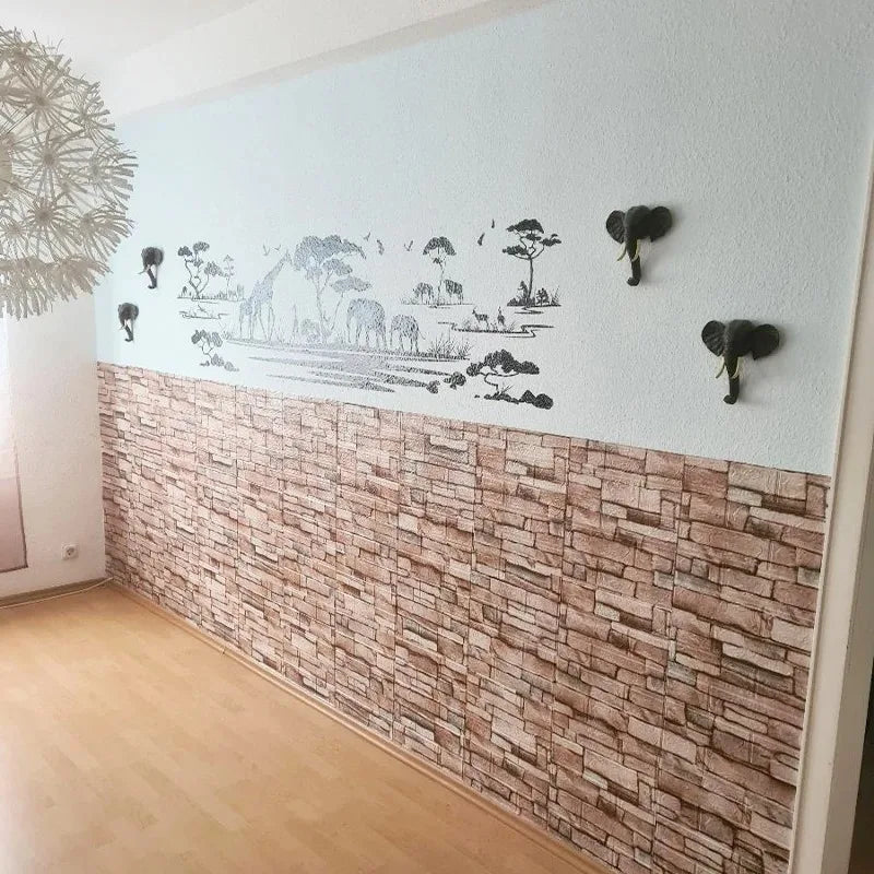 40Pcs 38.5X35cm Imitation Brick Wallpaper Self-adhesive Waterproof Moisture-proof Living Room Background Bedroom Wall Decoration