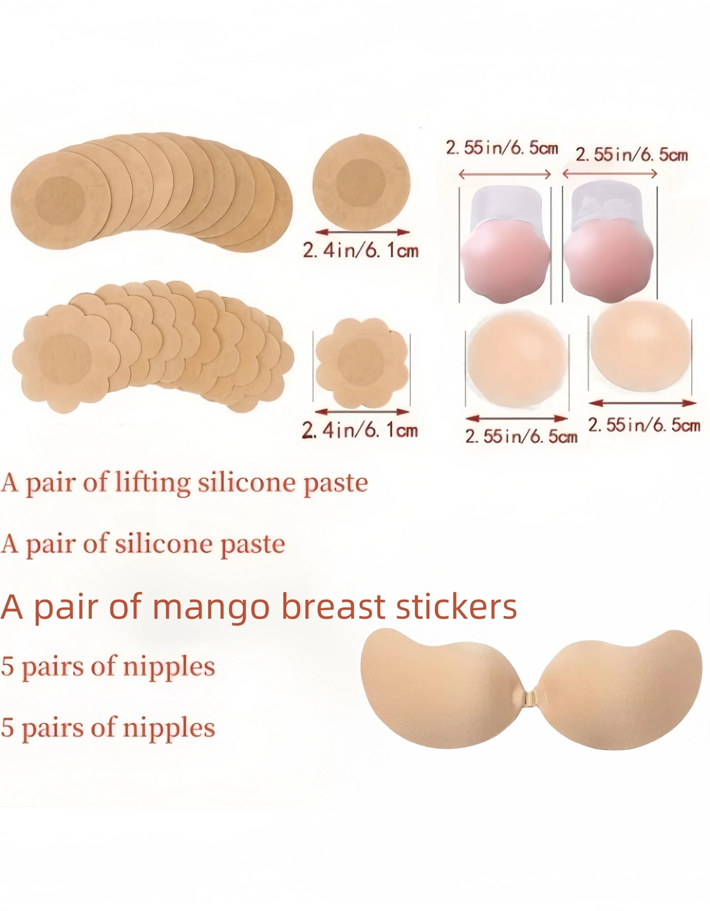Adhesive bra, breathable adhesive bra, invisible strapless silicone bra, suitable for backless wear