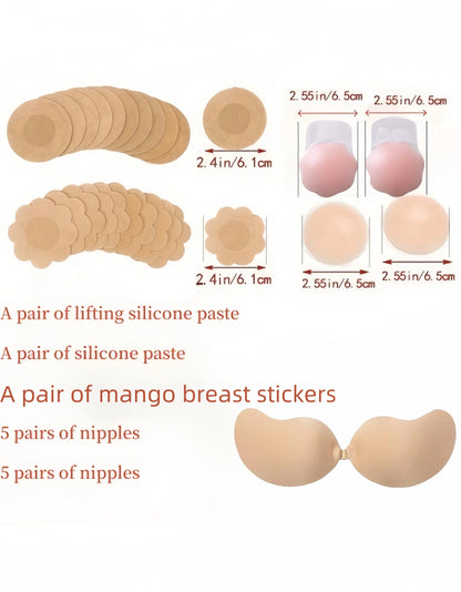 Adhesive bra, breathable adhesive bra, invisible strapless silicone bra, suitable for backless wear