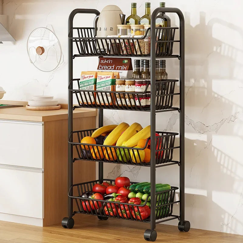 Slim Multi Tier Rolling Kitchen Trolley Organizer Cart Wheels Foldable Mobile Storage Rack Pantry Balcony Bedroom Living Room