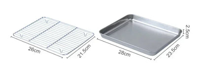 Stainless Steel Baking Pan Tray with Wire Rack Cake Baking BBQ Pan Tray Plate Oven Brownie Rack Cooking Roasting Grilling Tool