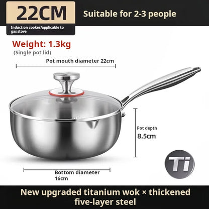 2025 New Pure Titanium Shizong Small Milk Pot Non-stick Coating Baby Complementary Food Pot Induction Cooker Special Soup Pot