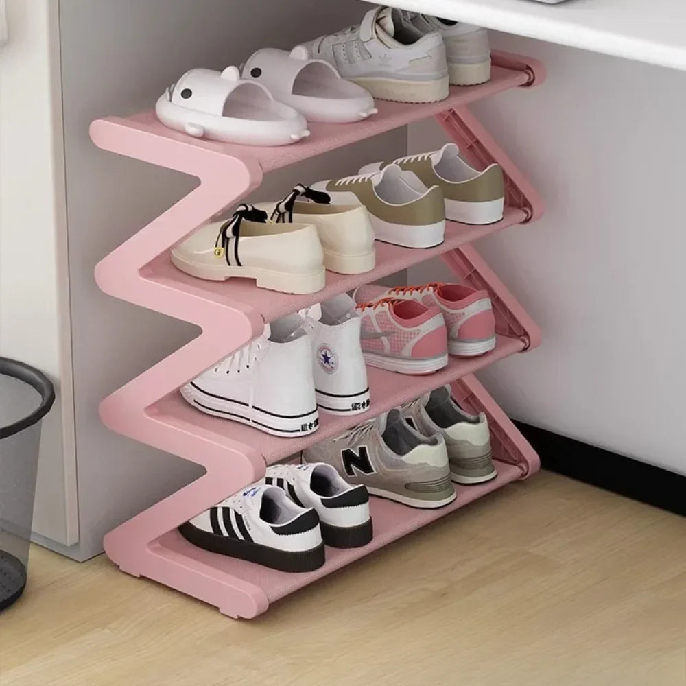 Simple Household Shoe Storage Creative Z-shaped Shoe Rack Multi-layer Assembly Shoe Rack for Dormitories Shoe Storage save space