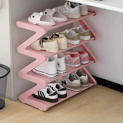 Simple Household Shoe Storage Creative Z-shaped Shoe Rack Multi-layer Assembly Shoe Rack for Dormitories Shoe Storage save space