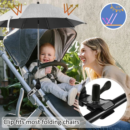 Universal Baby Stroller Umbrella UV Sun Rain Protection Parasol 360° Adjustable Sunshade Patio Beach Chair Umbrella Rainproof