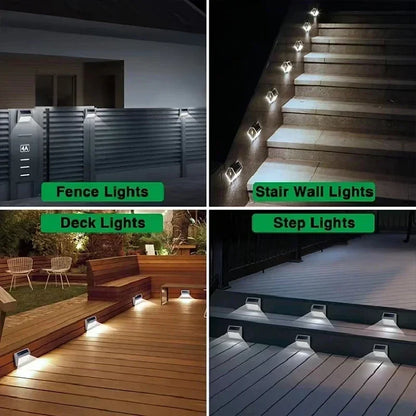 5 Pack Solar Step Lights, 3 LED Outdoor Deck Lighting, Stainless Steel Waterproof for Stairs, Pathway, Walkway, Garden