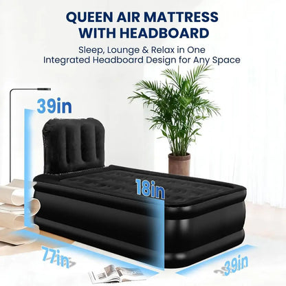 Inflatable Mattress with Built-in Pump, 500 lbs Capacity, Silent Design, Leak-Tested, Quick Inflate/Deflate, Portable for Home a
