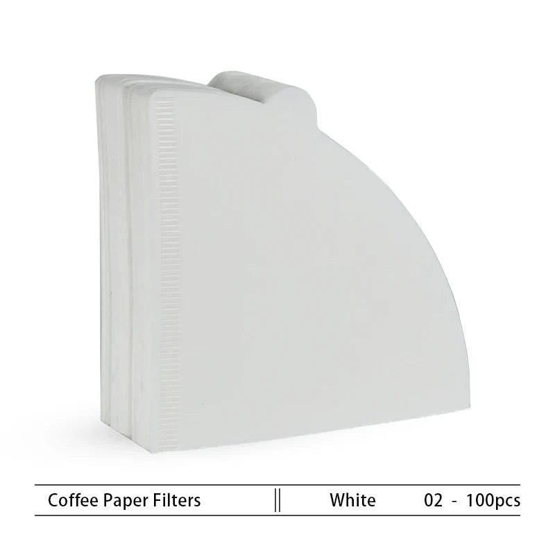 10-100 PCS Coffee Filter Paper V-Shaped Wood Pulp Cone Filter Pour Over 2-4 Cups Natural Drip Coffee Paper Filters Accessories