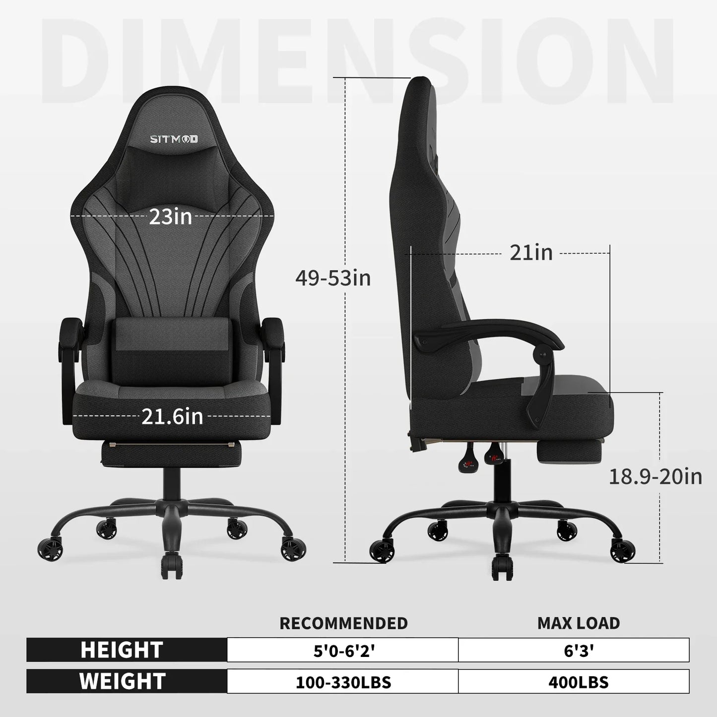 Gaming Chair, Big and Tall Gaming Chairs for Adults with Footrest and Lumbar Support, Comfortable Ergonomic Computer Chair