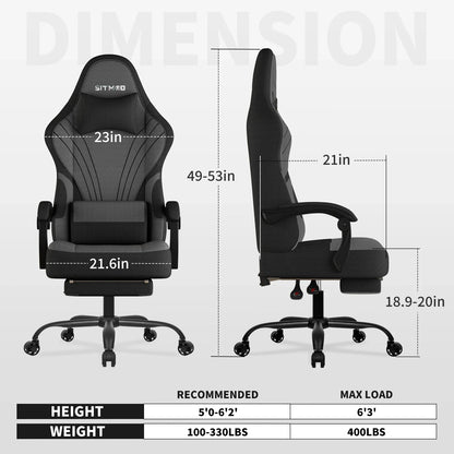Gaming Chair, Big and Tall Gaming Chairs for Adults with Footrest and Lumbar Support, Comfortable Ergonomic Computer Chair